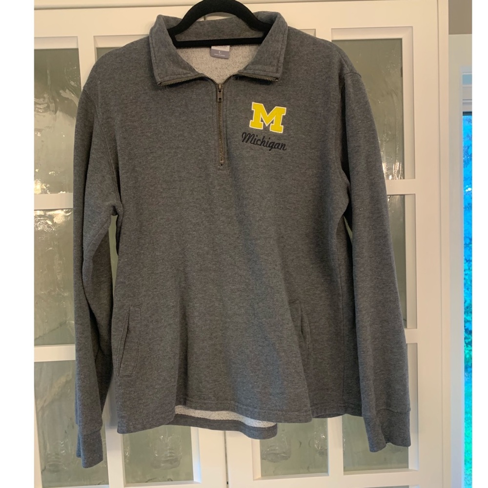 Quarter-zip Pullover. Size L. Grey with Michigan Logo. Lightly Used.